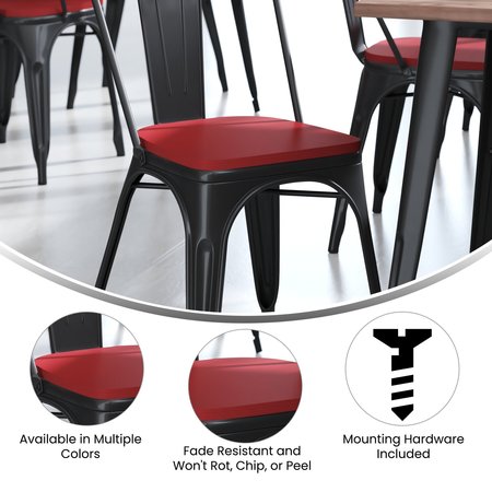Flash Furniture 4PK Red Poly Resin Seats for Stools & Chairs, 4PK 4-JJ-SEA-PL01-RED-GG